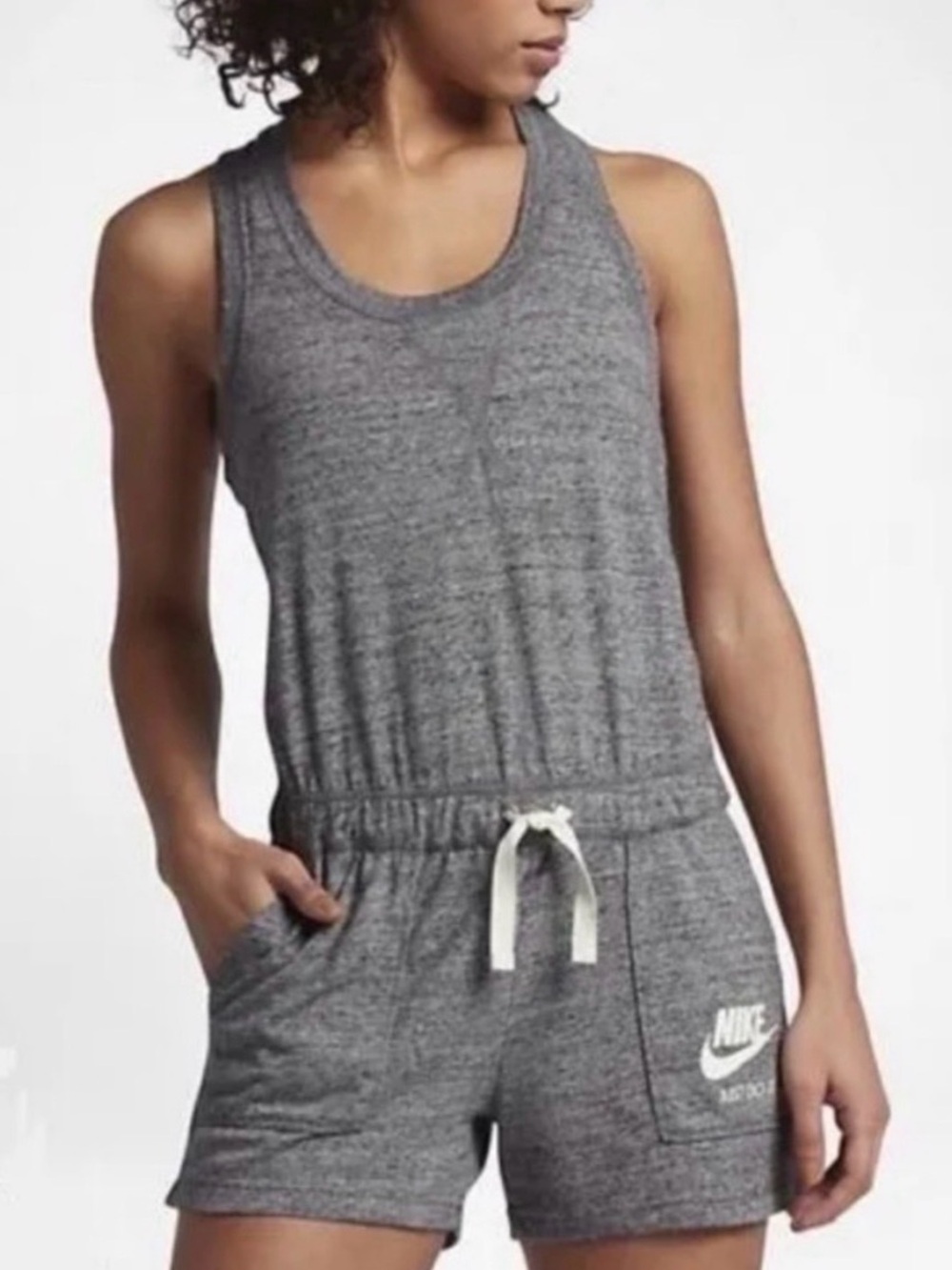 Nike Heather Gray Sleeveless Drawstring Romper
